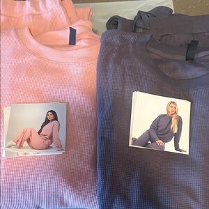 Pink and Sage Blue Waffle Knit Lounge Sets! 2 sets very pretty!